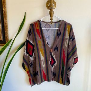 Tribal print poncho cardigan